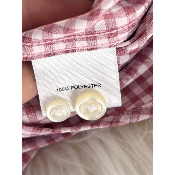 Peter Millar Men's Plaid Button-Up Shirt Long Sleeves Collared Pink White XL - Picture 7 of 10